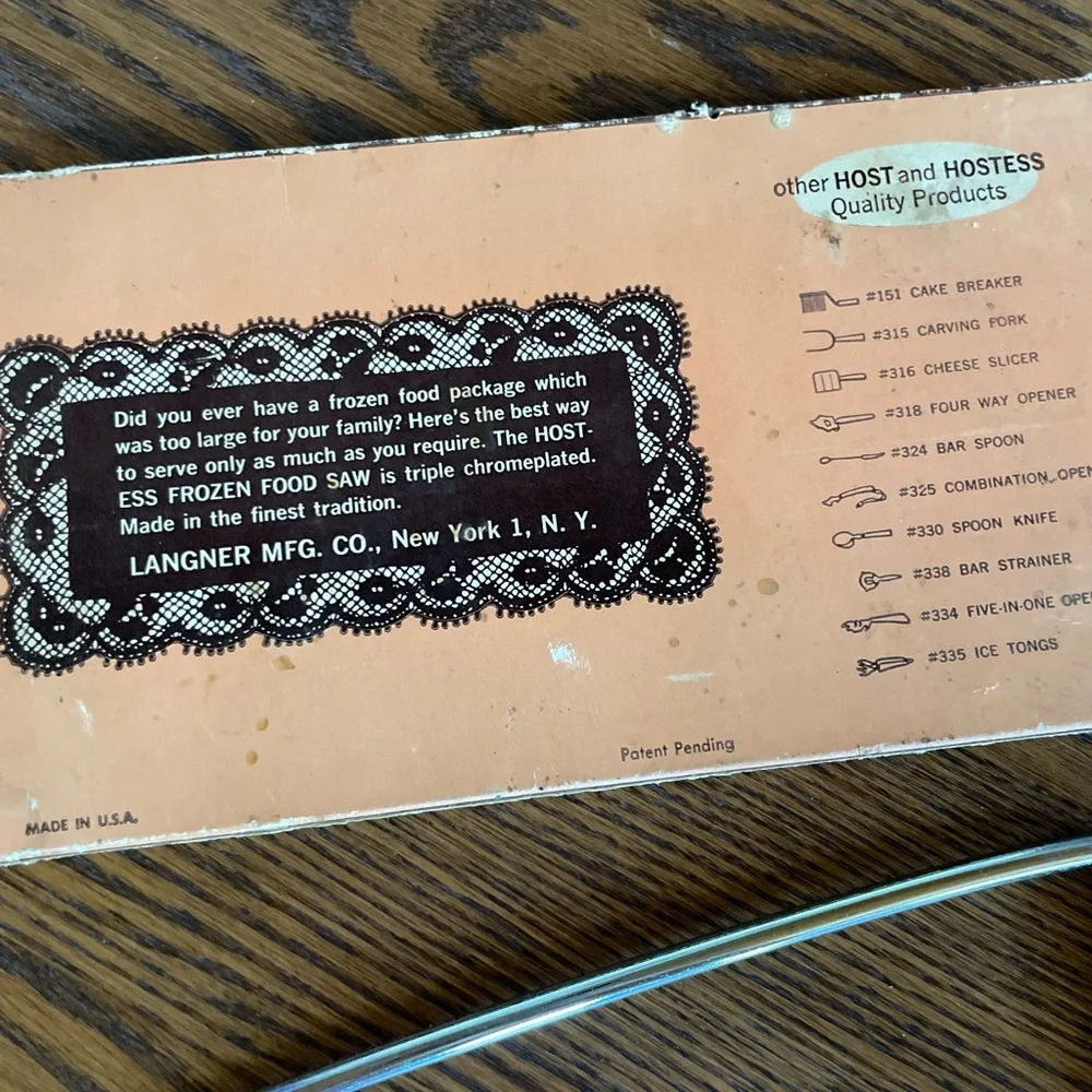 Vintage 1950s Hostess Brown Handle Frozen Food Saw